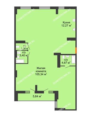 Студия 129,89 м² - ЖК Орбита
