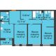 3 комнатная квартира 91,32 м² в ЖК Бунин, дом 1 этап, секции 11,12,13,14 - планировка