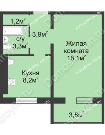 1 комнатная квартира 37,8 м² в ЖК Сормовская сторона, дом № 4