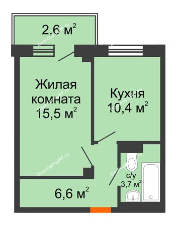 1 комнатная квартира 37,8 м² - ЖД Подзолкова