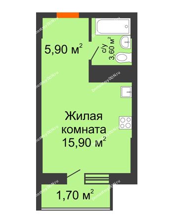 Студия 27,1 м² - ЖК Клубный дом на Мечникова