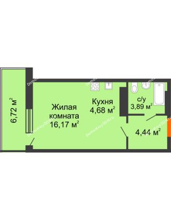 Студия 32,54 м² - ЖК Кристалл 2