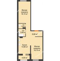 2 комнатная квартира 66,8 м² в ЖК NOVELLA (НОВЕЛЛА), дом Литер 5 - планировка