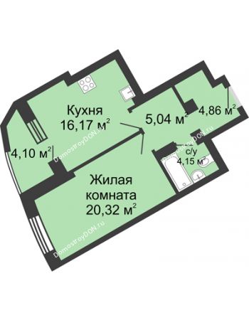 1 комнатная квартира 54,64 м² - ЖК Юбилейный