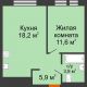 1 комнатная квартира 39,6 м² в ЖК Озерный парк, дом Корпус 5.1 - планировка