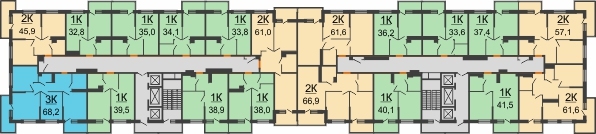 Планировка 4 этажа в доме Литер 2.2 в ЖК Отражение