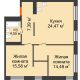 2 комнатная квартира 66,47 м² в ЖК Мозаика Парк	, дом ГП-1 - планировка