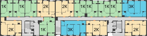 Планировка 7 этажа в доме № 3 в ЖК Квартет