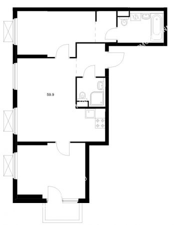 2 комнатная квартира 59,9 м² в ЖК Савин парк, дом корпус 10