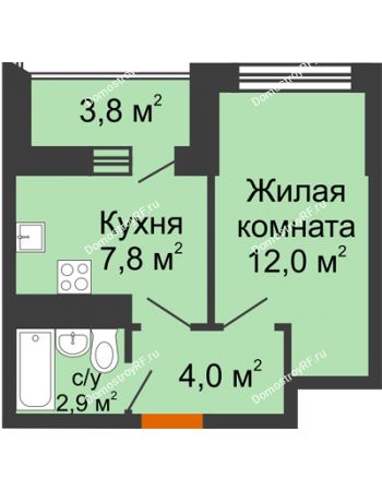 1 комнатная квартира 26,7 м² в ЖК Грани, дом Литер 4