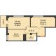 2 комнатная квартира 54,7 м² в ЖК Грин Парк, дом Литер 2 - планировка