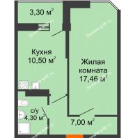 1 комнатная квартира 41 м² в ЖК Олимпийский, дом Литер 2 - планировка