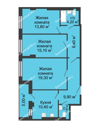 3 комнатная квартира 83,9 м² - ЖК Дом на Береговой
