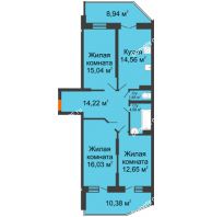 3 комнатная квартира 88,18 м² в ЖК Россинский парк, дом Литер 1 - планировка