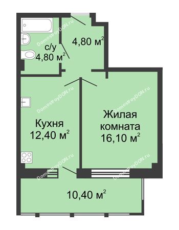 1 комнатная квартира 48,5 м² в ЖК Мега, дом № 118, секция 2