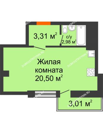 Студия 26,79 м² - ЖД Анкудиновский