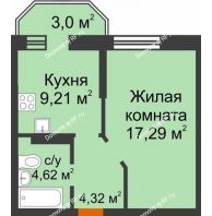 1 комнатная квартира 36,34 м² в ЖК Светлоград, дом Литер 15 - планировка