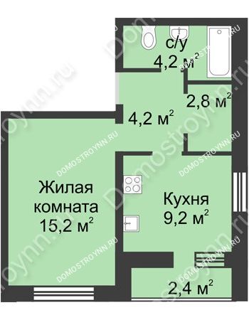 1 комнатная квартира 38 м² - ЖК Дом на Иванова